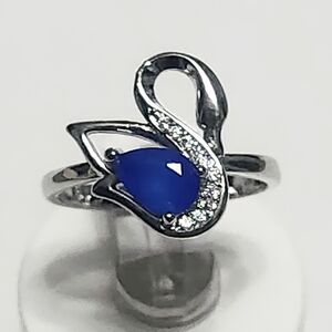 0.75 ct Sapphire Swan Sterling Silver Ring size 7 NEW